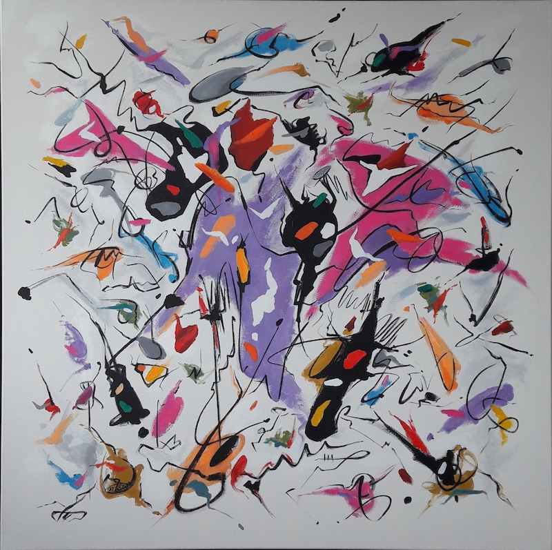 Titulo Everybody Knows 100 x100 Tecnica mixta